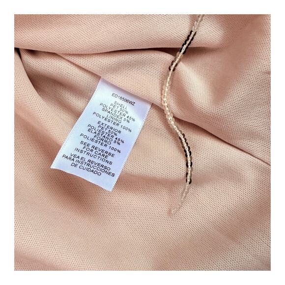 NEW En Creme Mini Robe WRAP DRESS & BELT Silver Sequin Fringe Women's MED Nude - Picture 6 of 13